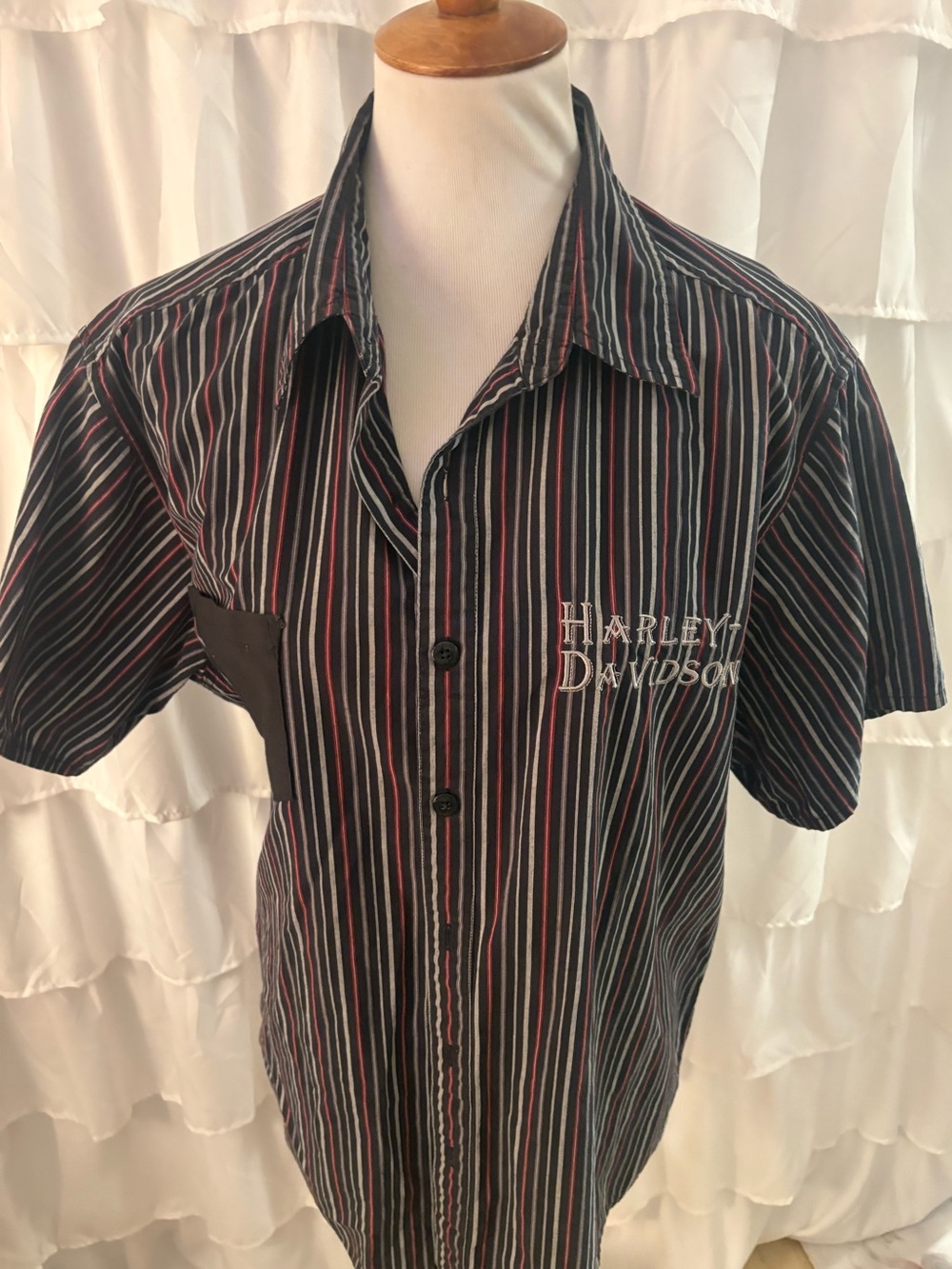 Button Down Striped Harley Davidson Shirt- Size Large
